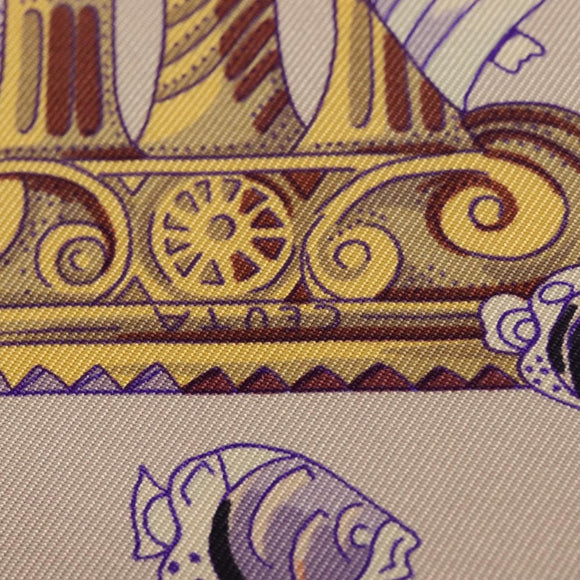 HERMES Carre 90 Scarf ""RENCONTRE OCEANE"" Silk Gray Auth 141551