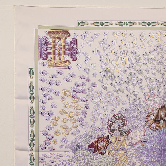 HERMES Carre 90 Scarf ""RENCONTRE OCEANE"" Silk Gray Auth 141551