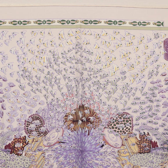 HERMES Carre 90 Scarf ""RENCONTRE OCEANE"" Silk Gray Auth 141551