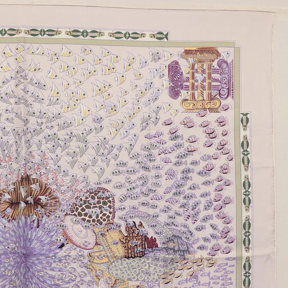 HERMES Carre 90 Scarf ""RENCONTRE OCEANE"" Silk Gray Auth 141551