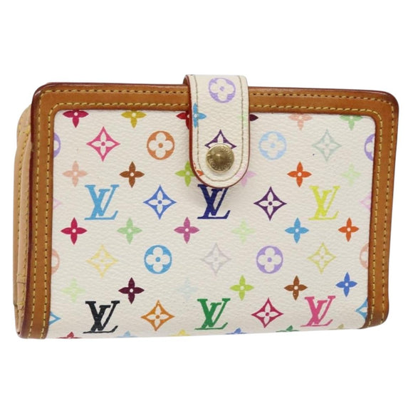 LOUIS VUITTON Multicolor Portefeuille Viennois Wallet White M92987 Auth 141553