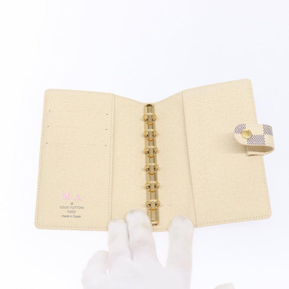 LOUIS VUITTON Damier Azur Agenda PM Day Planner Cover R20706 LV Auth 141555