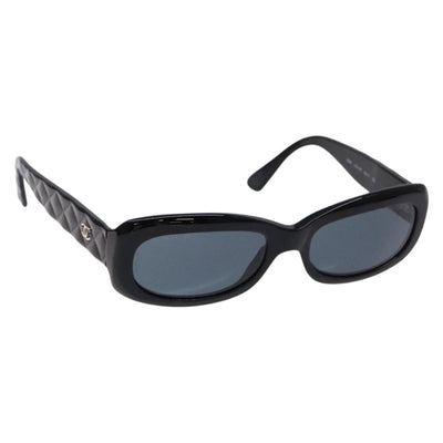 CHANEL Matelasse Sunglasses plastic Black CC Auth 141557