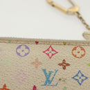 LOUIS VUITTON Multicolor Pochette Cles Coin Purse White M92655 LV Auth 141583-17