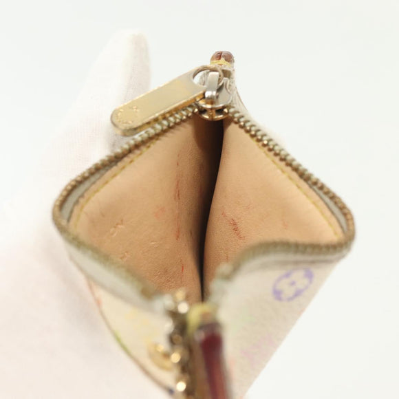 LOUIS VUITTON Multicolor Pochette Cles Coin Purse White M92655 LV Auth 141583