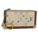 LOUIS VUITTON Multicolor Pochette Cles Coin Purse White M92655 LV Auth 141583-1