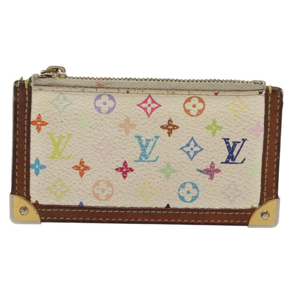 LOUIS VUITTON Multicolor Pochette Cles Coin Purse White M92655 LV Auth 141583
