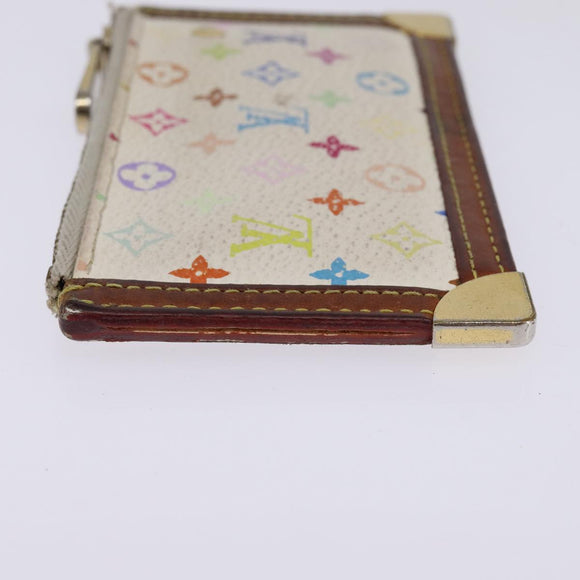 LOUIS VUITTON Multicolor Pochette Cles Coin Purse White M92655 LV Auth 141583