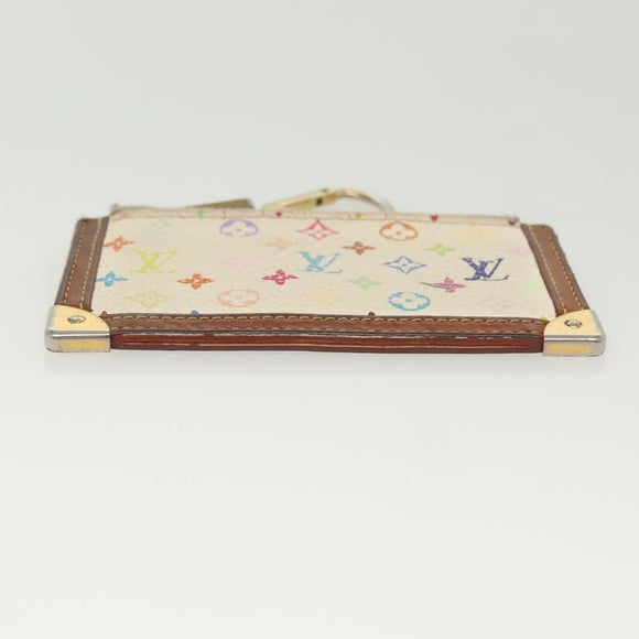 LOUIS VUITTON Multicolor Pochette Cles Coin Purse White M92655 LV Auth 141583