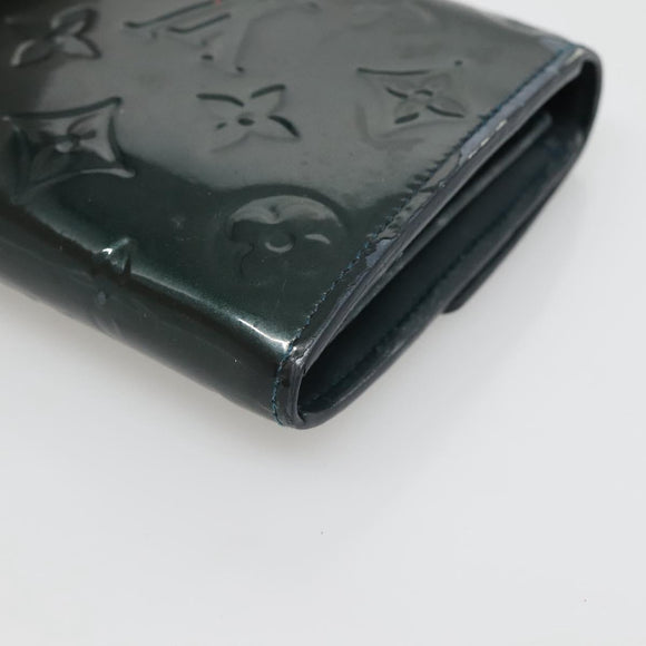 LOUIS VUITTON Vernis Portefeiulle Sarah Long Wallet Bluenuit M93667 Auth 141587