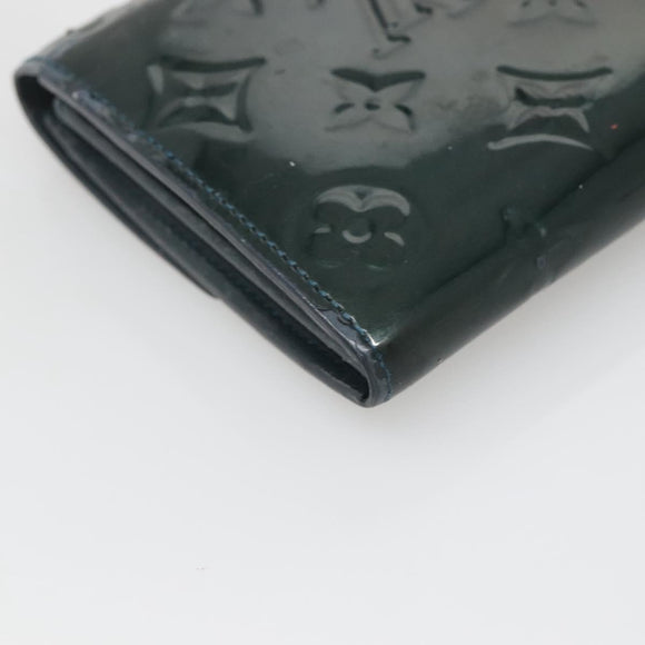 LOUIS VUITTON Vernis Portefeiulle Sarah Long Wallet Bluenuit M93667 Auth 141587