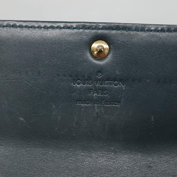 LOUIS VUITTON Vernis Portefeiulle Sarah Long Wallet Bluenuit M93667 Auth 141587