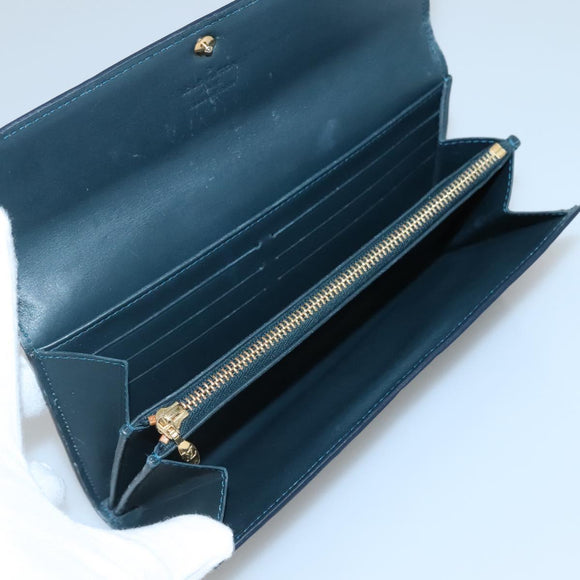 LOUIS VUITTON Vernis Portefeiulle Sarah Long Wallet Bluenuit M93667 Auth 141587