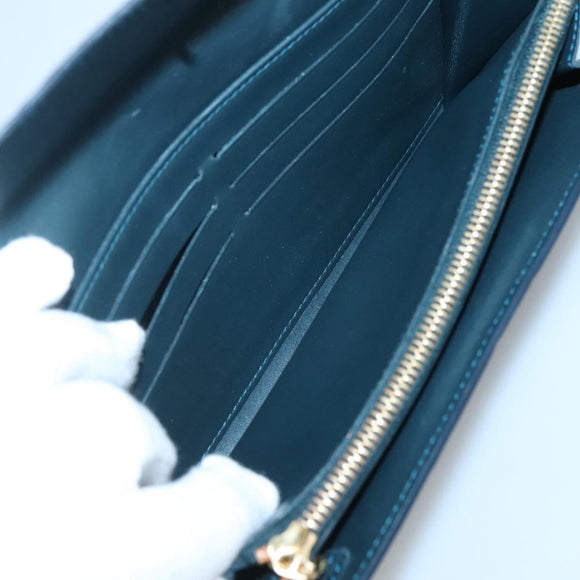 LOUIS VUITTON Vernis Portefeiulle Sarah Long Wallet Bluenuit M93667 Auth 141587