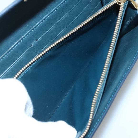 LOUIS VUITTON Vernis Portefeiulle Sarah Long Wallet Bluenuit M93667 Auth 141587
