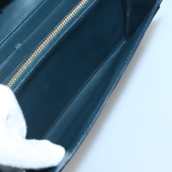 LOUIS VUITTON Vernis Portefeiulle Sarah Long Wallet Bluenuit M93667 Auth 141587