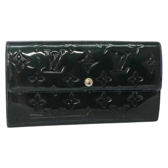 LOUIS VUITTON Vernis Portefeiulle Sarah Lange Portemonnee Bluenuit M93667 Auth 141587