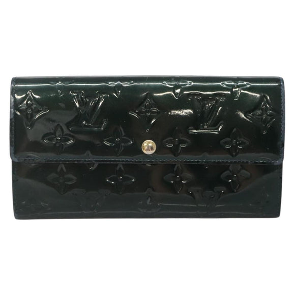 LOUIS VUITTON Vernis Portefeiulle Sarah Long Wallet Bluenuit M93667 Auth 141587