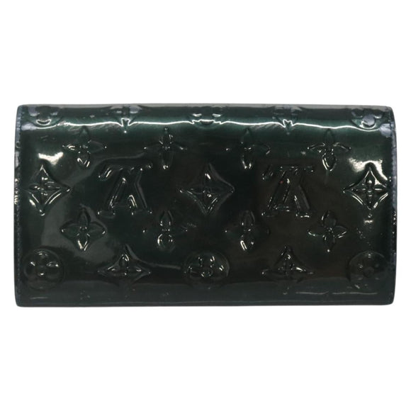 LOUIS VUITTON Vernis Portefeiulle Sarah Long Wallet Bluenuit M93667 Auth 141587