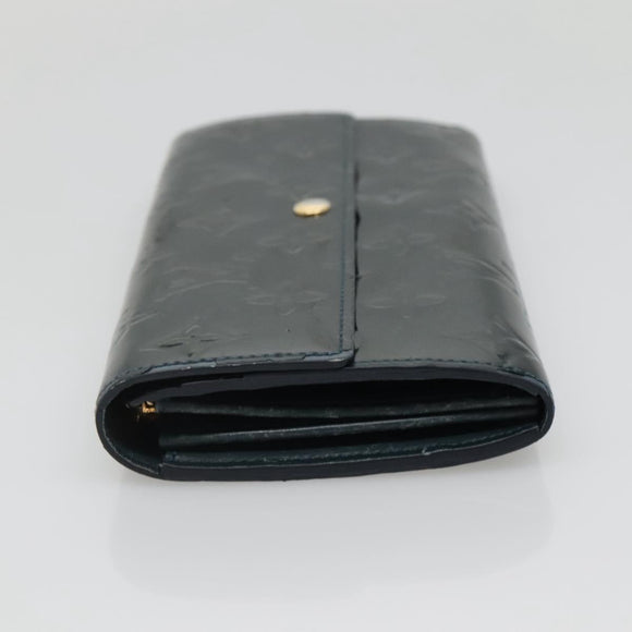 LOUIS VUITTON Vernis Portefeiulle Sarah Long Wallet Bluenuit M93667 Auth 141587