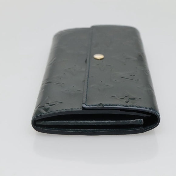 LOUIS VUITTON Vernis Portefeiulle Sarah Long Wallet Bluenuit M93667 Auth 141587