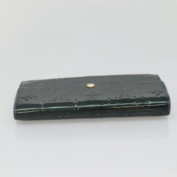 LOUIS VUITTON Vernis Portefeiulle Sarah Lange Portemonnee Bluenuit M93667 Auth 141587