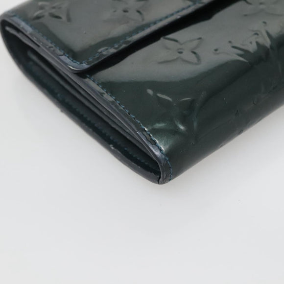 LOUIS VUITTON Vernis Portefeiulle Sarah Long Wallet Bluenuit M93667 Auth 141587