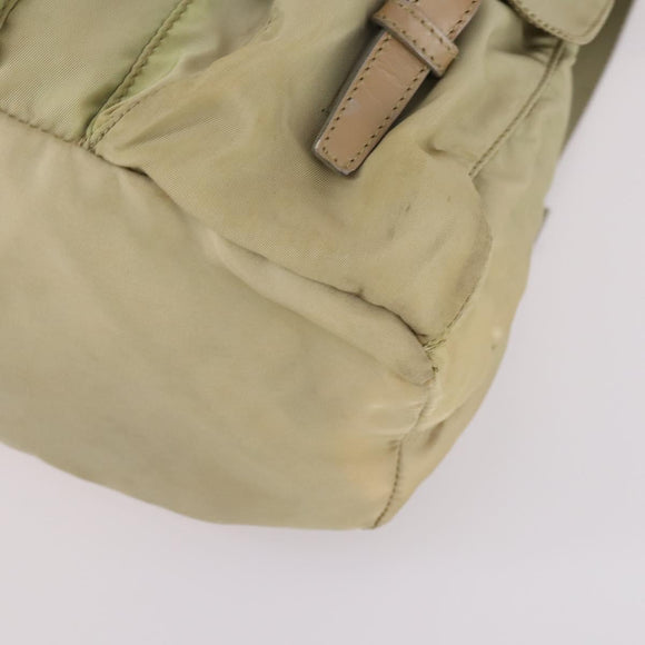 PRADA Backpack Nylon Beige Silver Auth 141598