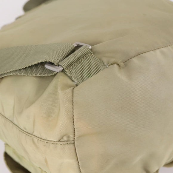 PRADA Backpack Nylon Beige Silver Auth 141598