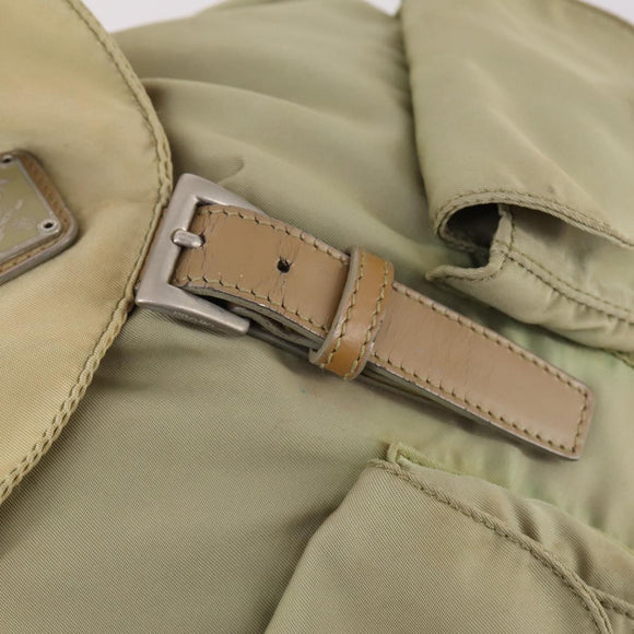 PRADA Backpack Nylon Beige Silver Auth 141598