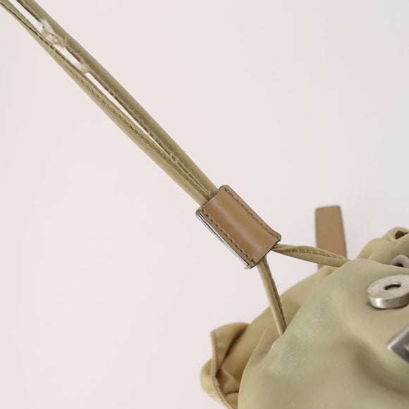 PRADA Backpack Nylon Beige Silver Auth 141598
