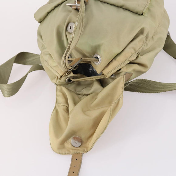 PRADA Backpack Nylon Beige Silver Auth 141598