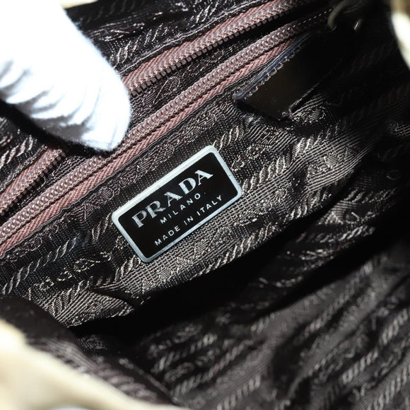 PRADA Backpack Nylon Beige Silver Auth 141598