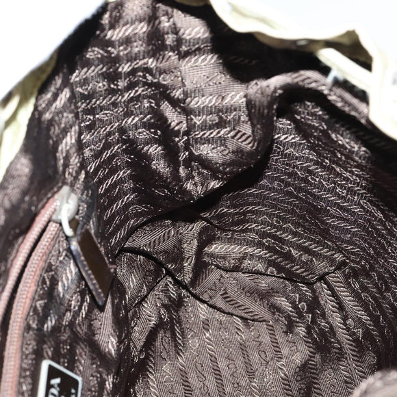 PRADA Backpack Nylon Beige Silver Auth 141598