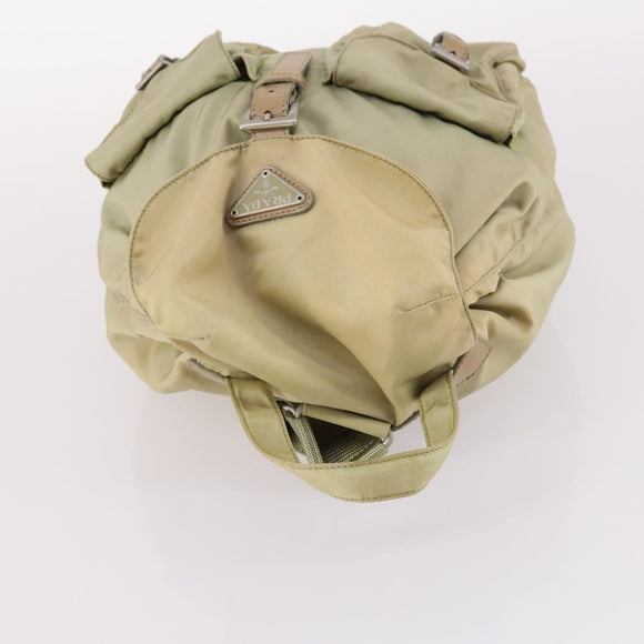 PRADA Backpack Nylon Beige Silver Auth 141598
