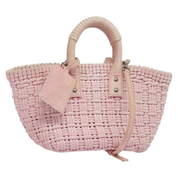 BALENCIAGA Bistro Hand Bag Enamel 2way Pink Silver 671342 Auth 141599