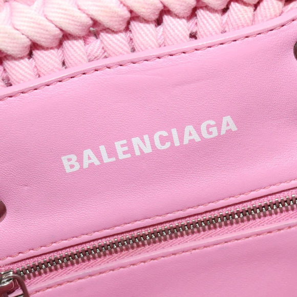 BALENCIAGA Bistro Hand Bag Enamel 2way Pink Silver 671342 Auth 141599