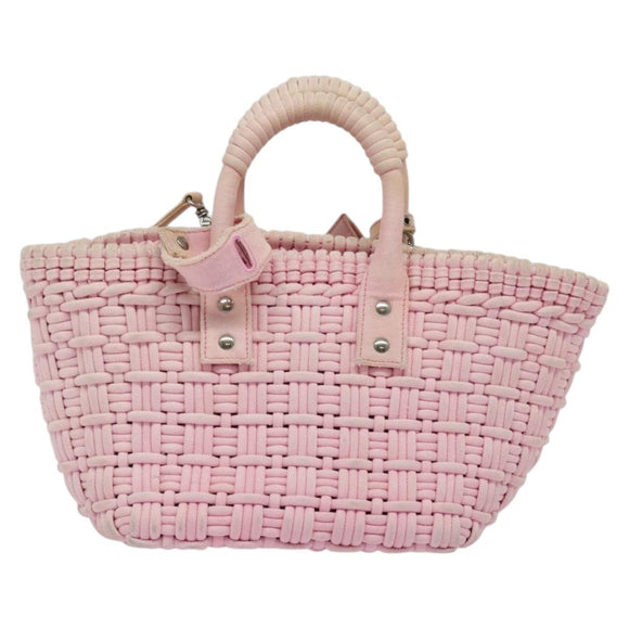 BALENCIAGA Bistro Hand Bag Enamel 2way Pink Silver 671342 Auth 141599