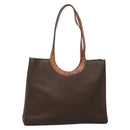 CELINE Macadam Canvas Tote Bag PVC Leather Brown Gold Auth 141610-1