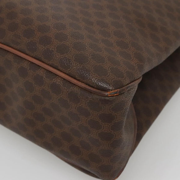 CELINE Macadam Canvas Tote Bag PVC Leather Brown Gold Auth 141610