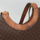 CELINE Macadam Canvas Tote Bag PVC Leather Brown Gold Auth 141610-9