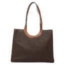 CELINE Macadam Canvas Tote Bag PVC Leather Brown Gold Auth 141610-13