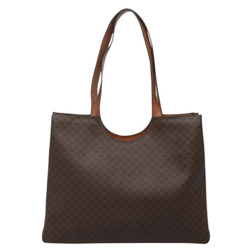 CELINE Macadam Canvas Tote Bag PVC Leather Brown Gold Auth 141610 - 0