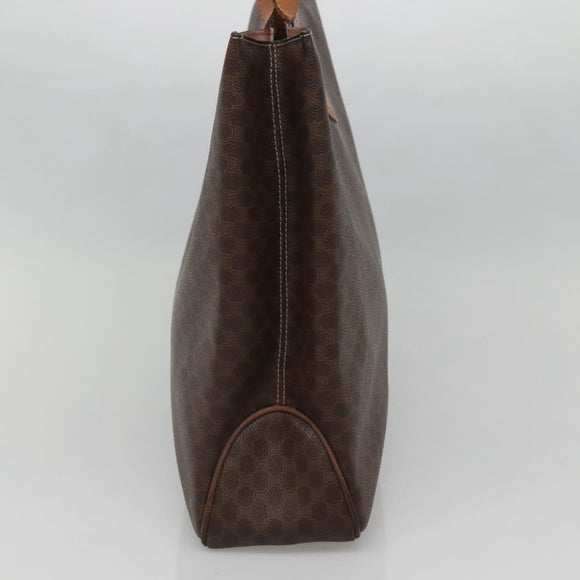 CELINE Macadam Canvas Tote Bag PVC Leather Brown Gold Auth 141610