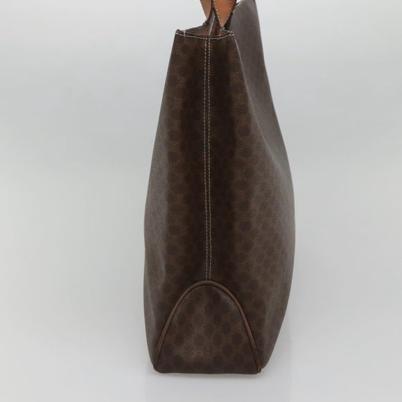 CELINE Macadam Canvas Tote Bag PVC Leather Brown Gold Auth 141610