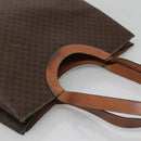 CELINE Macadam Canvas Tote Bag PVC Leather Brown Gold Auth 141610-6