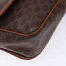 CELINE Macadam Canvas Circle Shoulder Bag PVC Leather Brown Gold Auth 141611-15