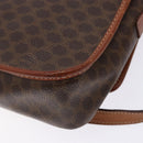 CELINE Macadam Canvas Circle Shoulder Bag PVC Leather Brown Gold Auth 141611-16