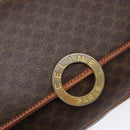 CELINE Macadam Canvas Circle Shoulder Bag PVC Leather Brown Gold Auth 141611-17