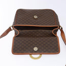 CELINE Macadam Canvas Circle Shoulder Bag PVC Leather Brown Gold Auth 141611-18